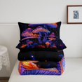 thumbnail image 5 of Homewish 3D Cartoon Mushrooms Print Full Size Comforter Sets,Dreamy Butterfly Bedding Comforter Set,Purple Blue,Black Reversible,3-Piece,1 Comforter and 2 Pillowcases, 5 of 7