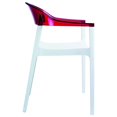 thumbnail image 4 of Luxury Commercial Living 32" White and Red Transparent Stackable Outdoor Patio Dining Arm Chair, 4 of 8