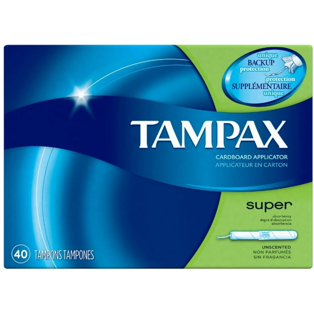 Tampax Cardboard Applicator Tampons, Super Absorbency 40 ea (Pack of 4