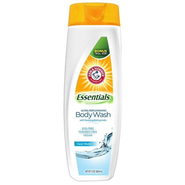 Arm & Hammer Essentials Ultra Replenishing Body Wash, Clear Water, 12