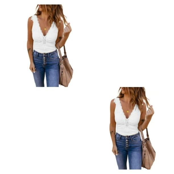 Qarigey Capas fáciles para mujer Camisetas sin mangas para cualquier ocasión Camiseta sin mangas Mujer Ropa Blusa Casual Transpirable Blanco Blanco S, 1 2piezas