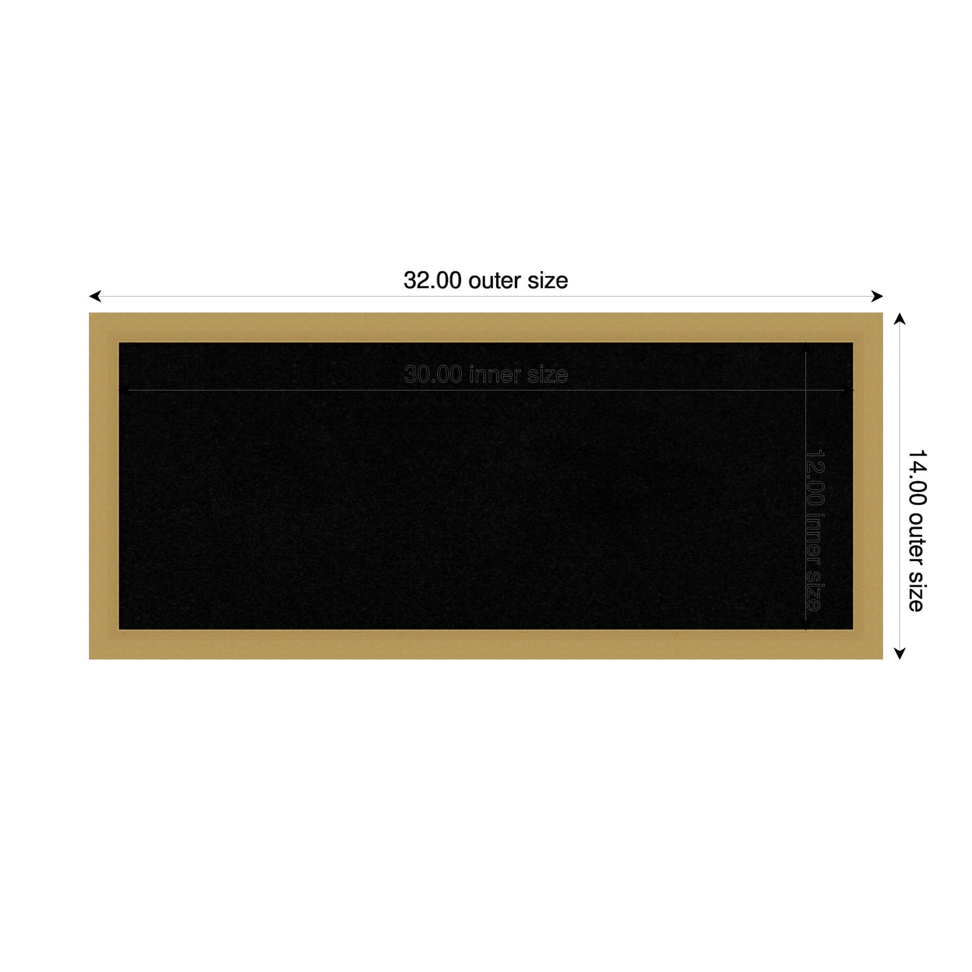 Amanti Art Black Cork Board Framed Grace Brushed Gold Narrow Bulletin Board 32 in. x 14 in.