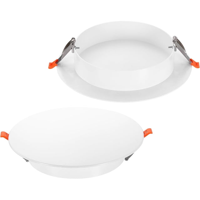 9-Inch Spring Mount Ceiling Cover Plates, Recessed Light Trim Wall, Downlight Hole Cap Decorative Panel with Buckle Fit 6.9-9inch Round Hole Ceiling Openings, White 2 Pack
