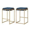 thumbnail image 6 of Weston Home Oddie Gold Finish Button Tufted Velvet Counter Height Stools, Set of 2, Blue, 6 of 11
