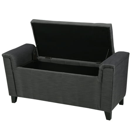 Salome Armed Grey Fabric Storage Bench Walmart Com