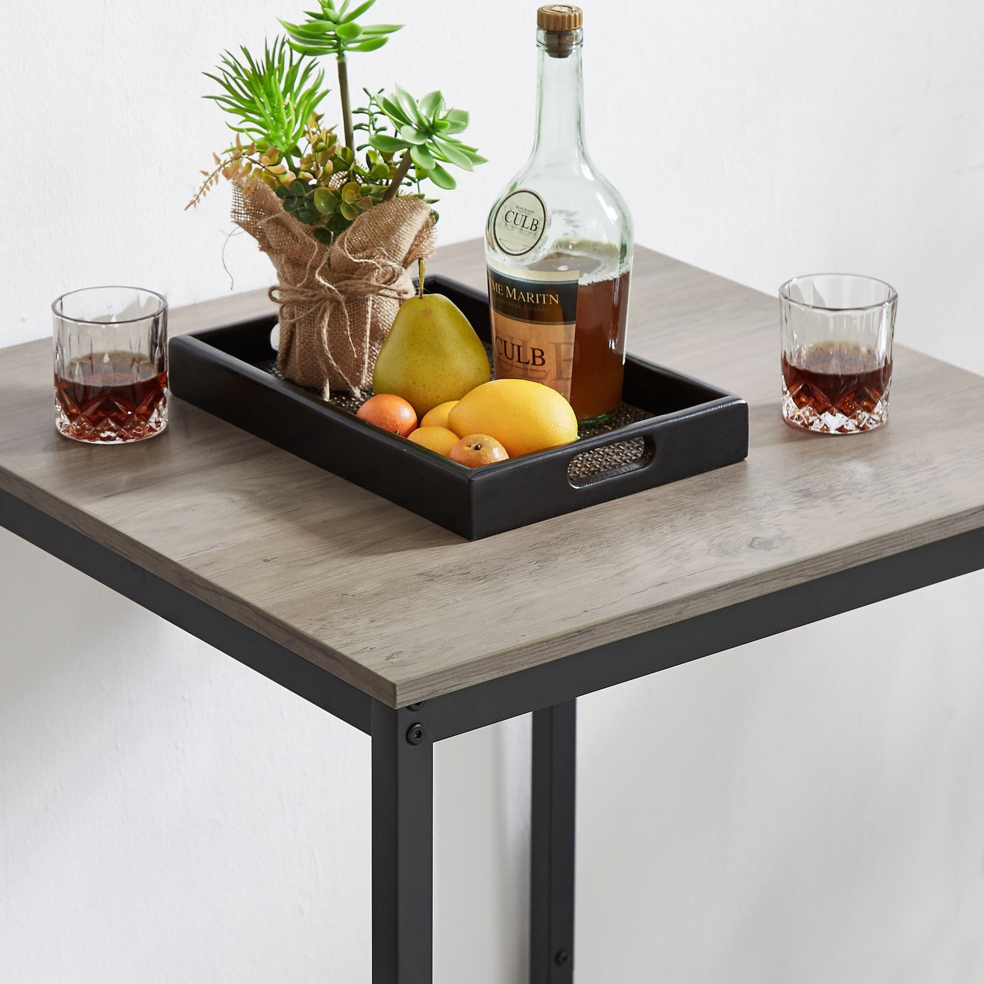 Sailvan Bar Table Set with 2 Stools, PU Soft Seat with Backrest