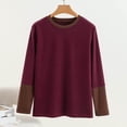 thumbnail image 2 of SROBPTY Longues Chemises à Manches pour Femmes, Mode Décontractée Col Rond Construction Interne Chemise Couleur Unie Manches Longues Vin, TTTG, 2 of 5