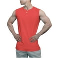 thumbnail image 2 of ALLLIST Workout Mens Tank Tops Gym Henley Neck Pullover Red Solid Stretch Breathable Athleisure for Men Size M-3XL, 2 of 5