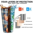 thumbnail image 3 of 16oz Tumblers Fall Pumpkins and Leaves on Plaid Background Stainless Steel Vacuum Insulated Double Wall Travel Tumbler Cups Mug with Lid and Straw,Cleaning Brush for Coffee,Tea, 3 of 4