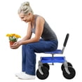 thumbnail image 4 of Glaorek Adjustable Height Garden Mobile Seat with Wheels, Rolling Gardening Stool with Storage Tray, 150kg Capacity Work Seat for Gardening, 4 of 8