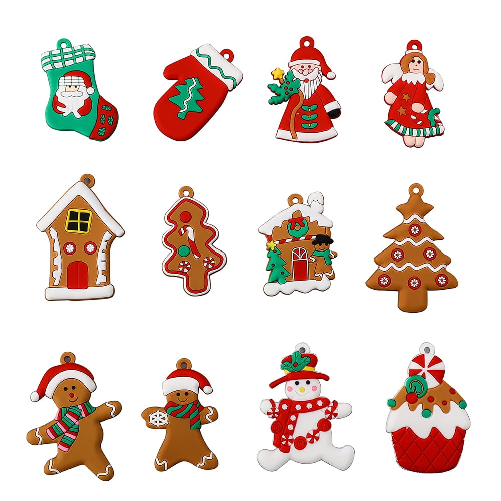 Pack Of 4 ICE CREAM CONE GINGERBREAD MAN CUPCAKE DONUT CHRISTMAS Tree Ornaments 