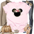 thumbnail image 3 of Women and Teen Floral Mickey Flower Shirt Adult Women Ladies Boho Character Tshirt (Pink, 3X Large), 3 of 7