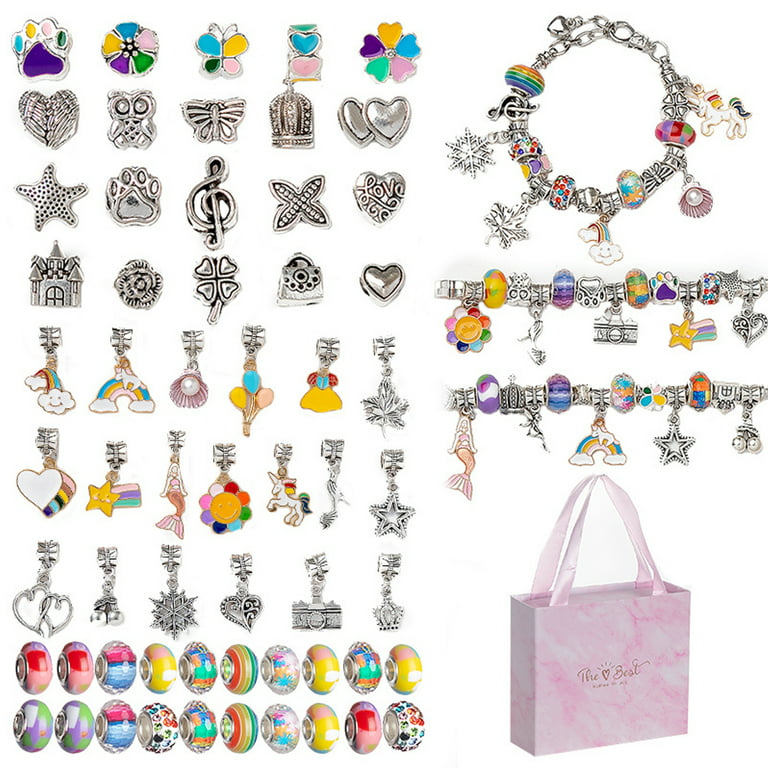DIY Charm Bracelets Kit for Girls, Jewelry Making Kit with Mickey Mouse  Bracelet Beads Fit Pandora Charm Bracelet , Jewelry Charms,Bracelets for