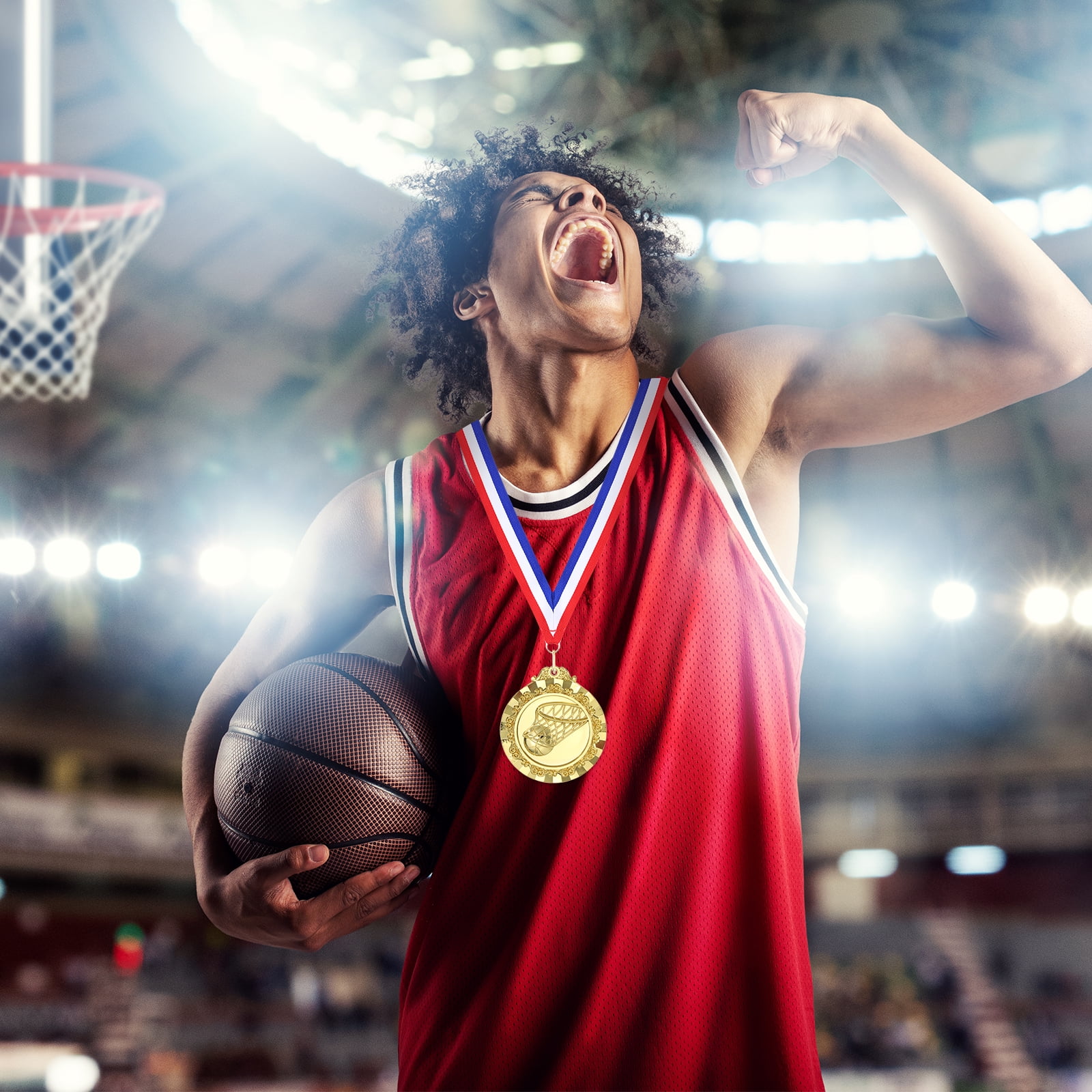 Uxcell 2.6" Gold Silver Copper Basketball Medals, 6Pcs Basketball Award Medals