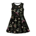 thumbnail image 2 of Renewold Lightweight Sleeveless Dress for Teens Hummingbird Flower Swing Twirl Dress Special Occasion Daily Midi Dress Fashion High Waistline Tank Dress for 9-10T Girls, 2 of 5