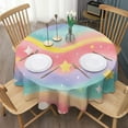thumbnail image 3 of Dreamy Pastel Wave Pattern Round Tablecloth 60"x60",Wrinkle Wipeable Table Cloth for Kitchen Dining Room Picnic Patio Party, 3 of 6
