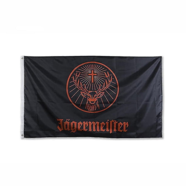 Bandera negra de Jagermeister de 3x5 pies Banderas y pancartas impresas en poliéster Fo