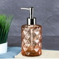 thumbnail image 4 of Glass Soap Dispenser Pump Bottle 350ml Refillable Bathroom Kitchen Hand Wash Liquid Container with Rhombus Texture Design, 4 of 6