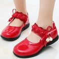thumbnail image 4 of AJTQTH Girl Faux Leather Shoes Pearls Pendant Slip On Princess Shoes Lace Bows Thick Soled Shoes Cute Mary Jane Shoes Dress Shoes Red 26, 4 of 6