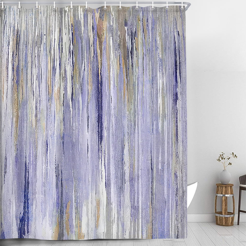 4 Pcs Shower Curtain Set, Blue and Grey Abstract Art Shower Curtain with Non-Slip Rugs, Toilet Lid Cover and Bath Mat, Bathroom Sets Decorations 72" x 72", Pink