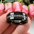 thumbnail image 5 of 8mm Tungsten Rings for Men Women Couple Eternity Anniversary Engagement Wedding Bands Fashion Jewelry Stone Inlay Beveled Polished Shiny Comfort Fit, 5 of 8