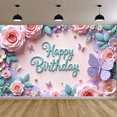 thumbnail image 4 of Decorative Design Happy Birthday Banner Butterfly Theme Floral Pattern for Garden Party Celebration, 4 of 7