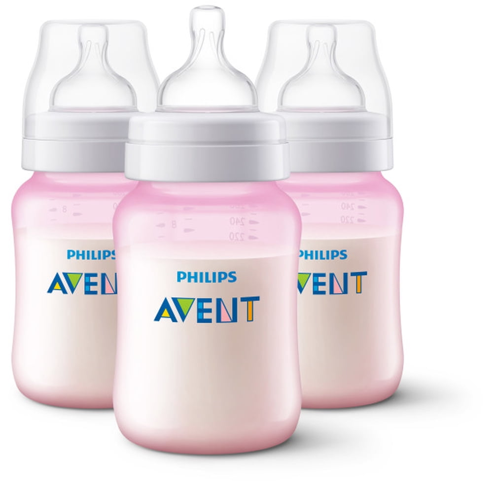 Philips Avent 9 Oz Pink Edition Anti Colic Wide Neck Bottles 1m 3
