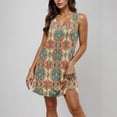 thumbnail image 5 of JTZGDY Dresses for Women Girls Cute Summer Floral Pattern Print Sleeveless Scoop Neck Tank Dress Loose Flowy Beach Sundress with Pockets Khaki M, 5 of 8