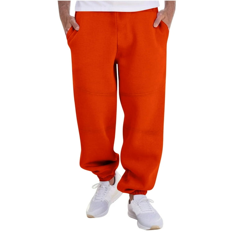 Wavsuf Cargo Pants for Men with Pockets Orange Sweatpants Size M