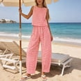 thumbnail image 4 of Htigea Womens Plaid 2 Piece Sets Casual Sleeveless Tank Tops Pants Matching Outfits Summer Loungewear 03 Pink XXL, 4 of 7