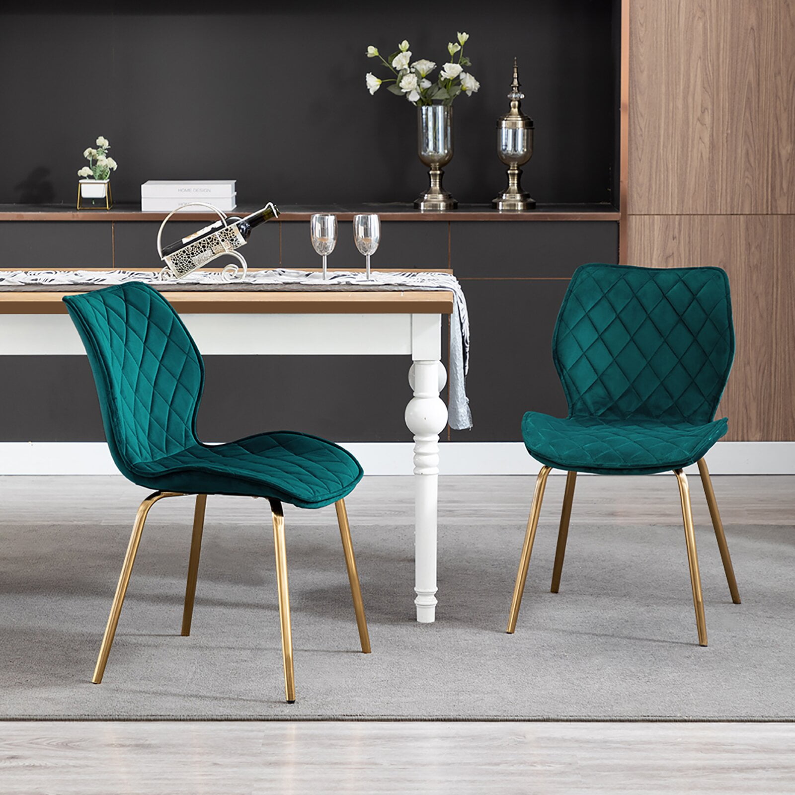 Schiavo Velvet Side Chair, Main Color (Atrovirens Upholstery Color ...