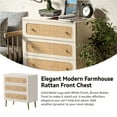thumbnail image 3 of COZAYH Rattan Chest of Drawers 3-Drawer Dresser, Boho Mid-Century Sideboard, White, 3 of 7