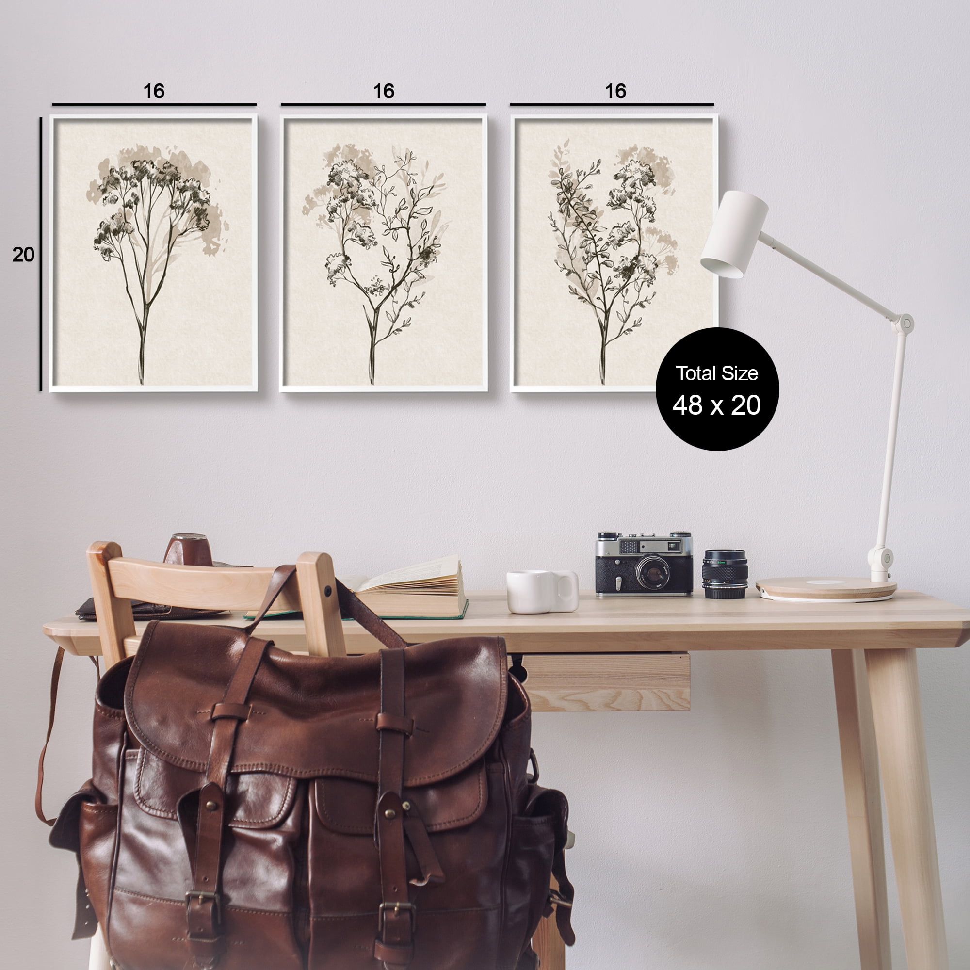 Stupell Industries Beige Cottage Herbs Botanical & Floral Painting White Framed Art Print Wall Art, 16 x 20, Set of 3