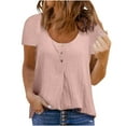 thumbnail image 6 of BVOFAR Women's Cotton Linen Scoop Neck Tops Solid Color Casual Short Sleeve Shirts Plus Size Loose Fit Blouses 2025, 6 of 6