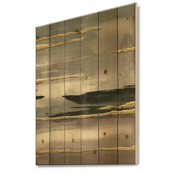 Designart 'Glamorous Morning Fog II' Modern Glam Print on Natural Pine Wood