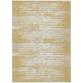 thumbnail image 2 of 9' X 12' Gold Gray And Beige Striped Washable Indoor Outdoor Area Rug, 2 of 5