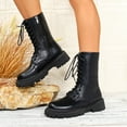 thumbnail image 6 of UngA Womens Combat Boots Lace-up Mid-calf Boots Military Winter Woman Boots Black,Size 8, 6 of 7