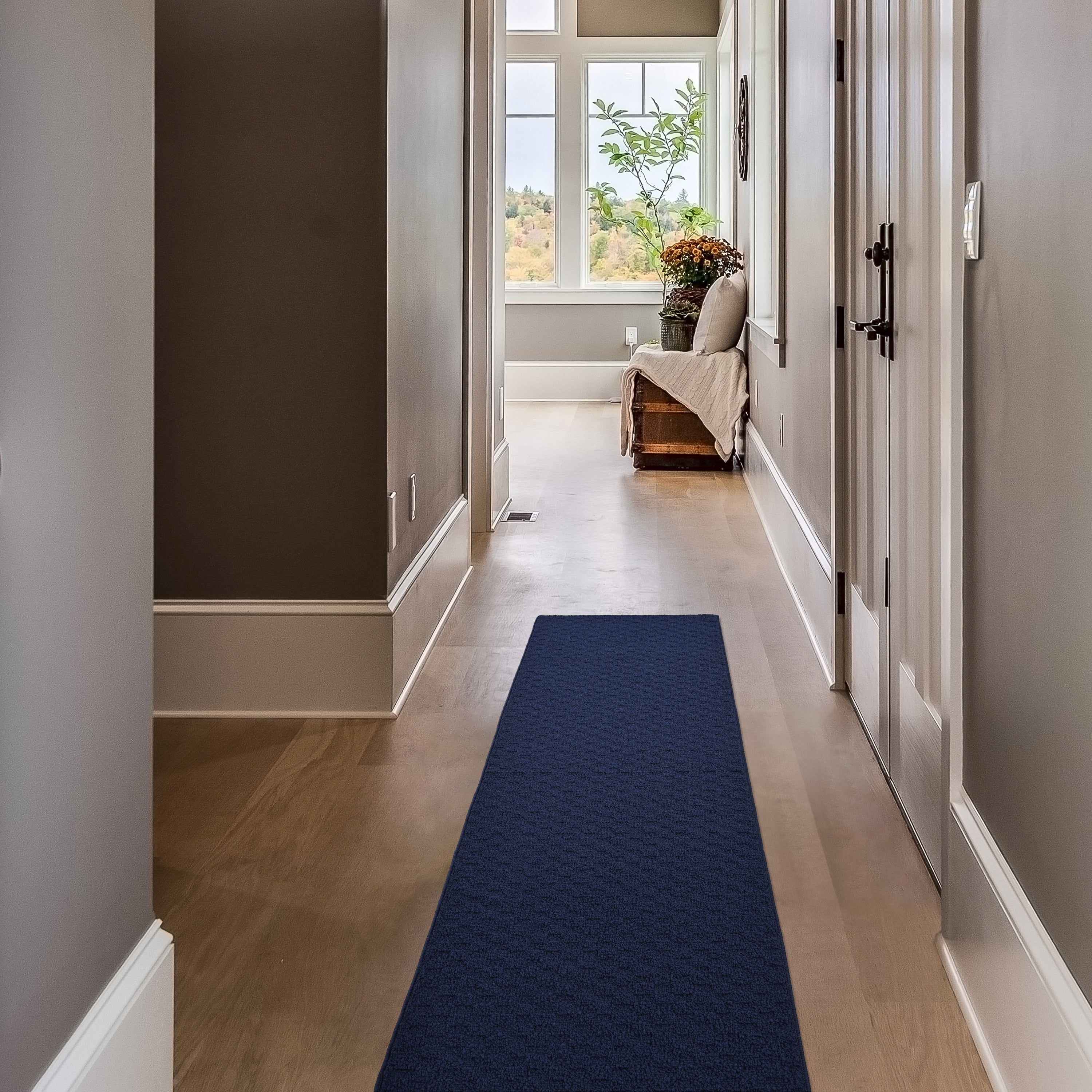 Garland Rug Town Square Polypropylene Navy Indoor Runner Rug, 2' x 8'