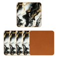 thumbnail image 2 of HemaKayy Set of 6 Decorative Coasters for Drinks, Waterproof Leather Drink Coaster with Double Side Non-Slip Surface for Cup Kitchen Home Housewarming Gift, Square 4" - Abstract Marble Texture, 2 of 7