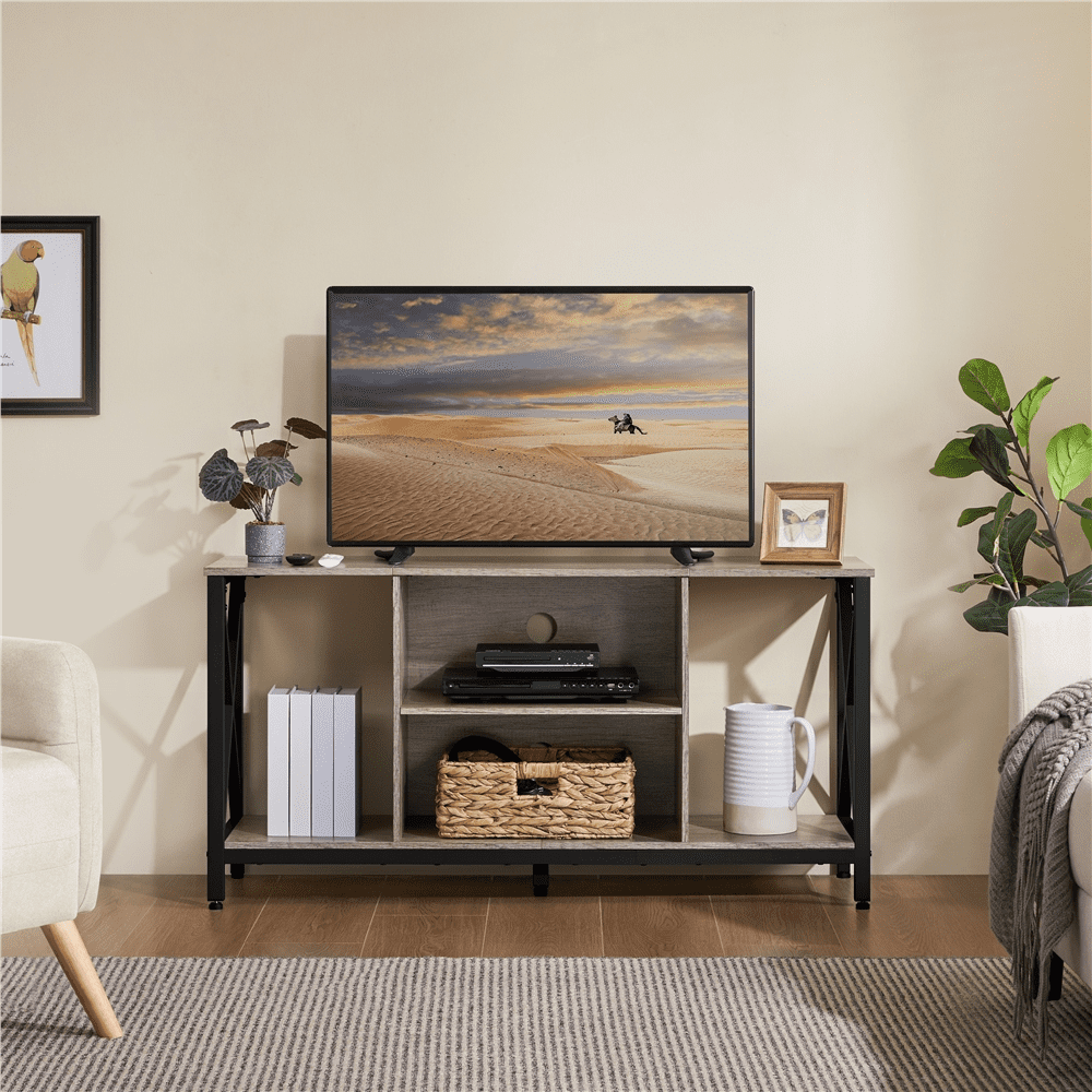 Alden Design 47inch Industrial Wooden TV Stand with Storage for Living Room, Gray