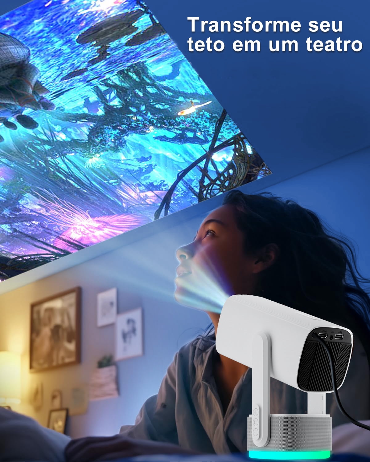 ZDSSY Battery Projector with Wifi and Bluetooth Auto Focus Android11 Mini Projector