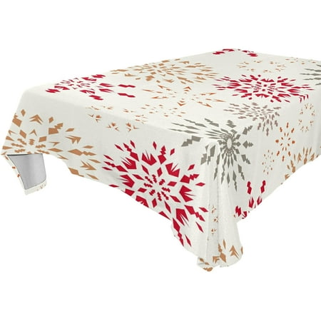SKYSONIC Christmas Snowflake Tablecloth Waterproof Washable Polyester Square Table Cover Durable Tablecloth for Kitchen Dining Table Party Decor (54 X 54 Inch)
