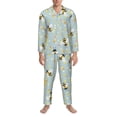 thumbnail image 3 of Salouo Bees Print Button-Front Long Sleeve Pajama Set for Men, Soft 2Pjs Men's Long Sleeve Sleepwear-X-Large, 3 of 7