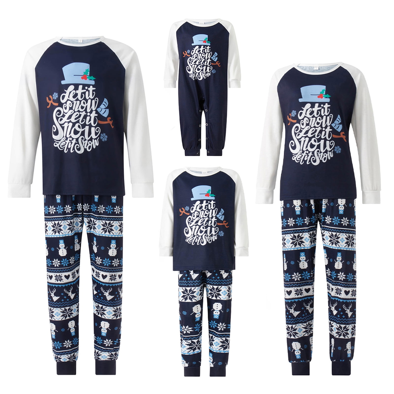 Family Matching Christmas Pajamas Set Let it Snow Snowflake