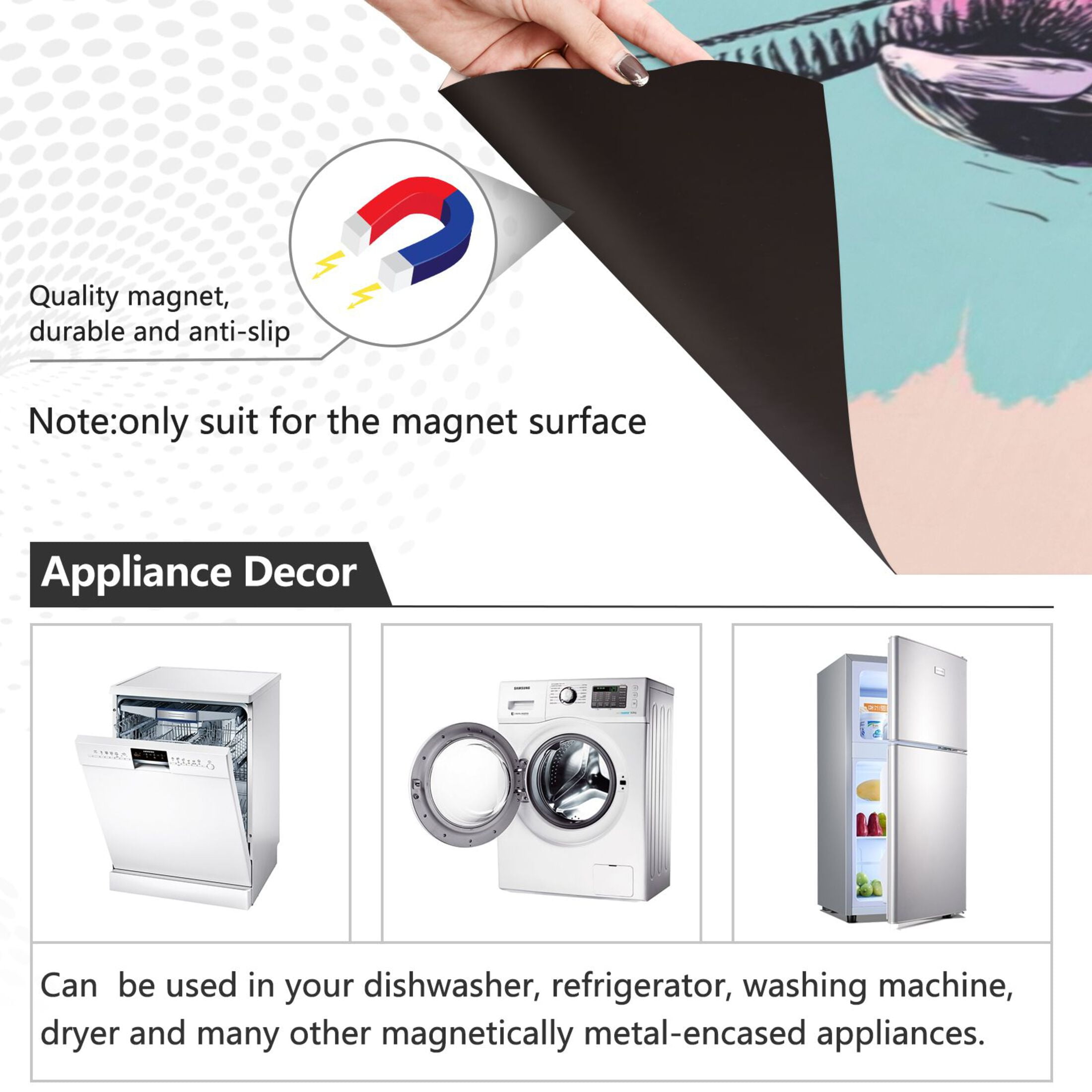 IAUYY Magnetic decorative sticker - 23x26 Inch PVC Refrigerator Decorative Cover, Removable DIY Art for Kitchen Appliances Heart Vector Illustration