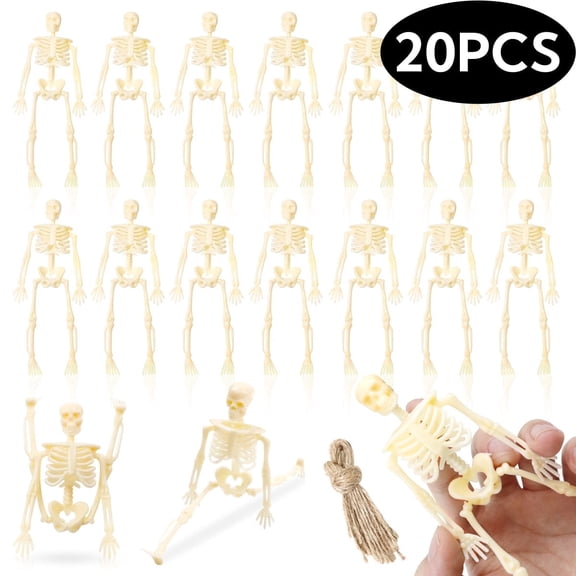 Halloween Skeleton Figurine Decoration Halloween Party Favors Supplies Posable Mini Skeleton Decor for Spooky Home Haunted House 6 Inches 20 Pcs