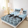 thumbnail image 2 of Manfei Retro Damask Baroque Fitted Sheet Full,Black Dreamy Bowknot Bed Set,3pcs,1 Fitted Sheet and 2 Pillowcases, 2 of 6