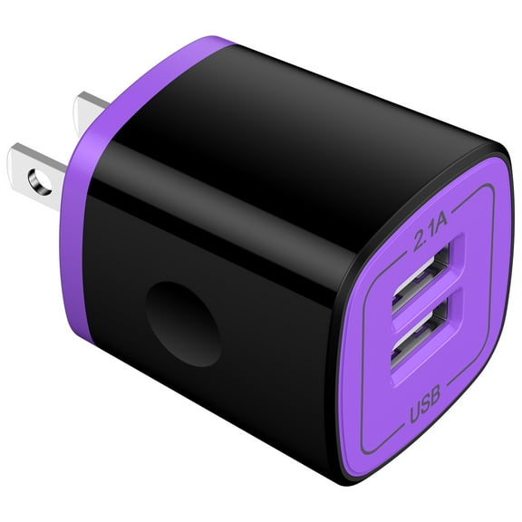 Hootek USB Wall Charger Block, 2.1A Dual Port Charger Block Fast Charger Charger USB Plug Adapter Brick Cube Charger Box Fast Charging Block for Android Samsung, Purple