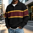thumbnail image 4 of Horkkom Button Down Shirt Men Collared Striped Knit Shirt Breathable Long Sleeve Casual Color Block Shirts S, 4 of 6