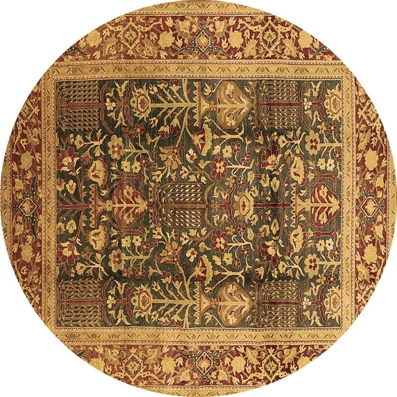 Ahgly Company Indoor Round Oriental Brown Traditional Area Rugs, 3' Round